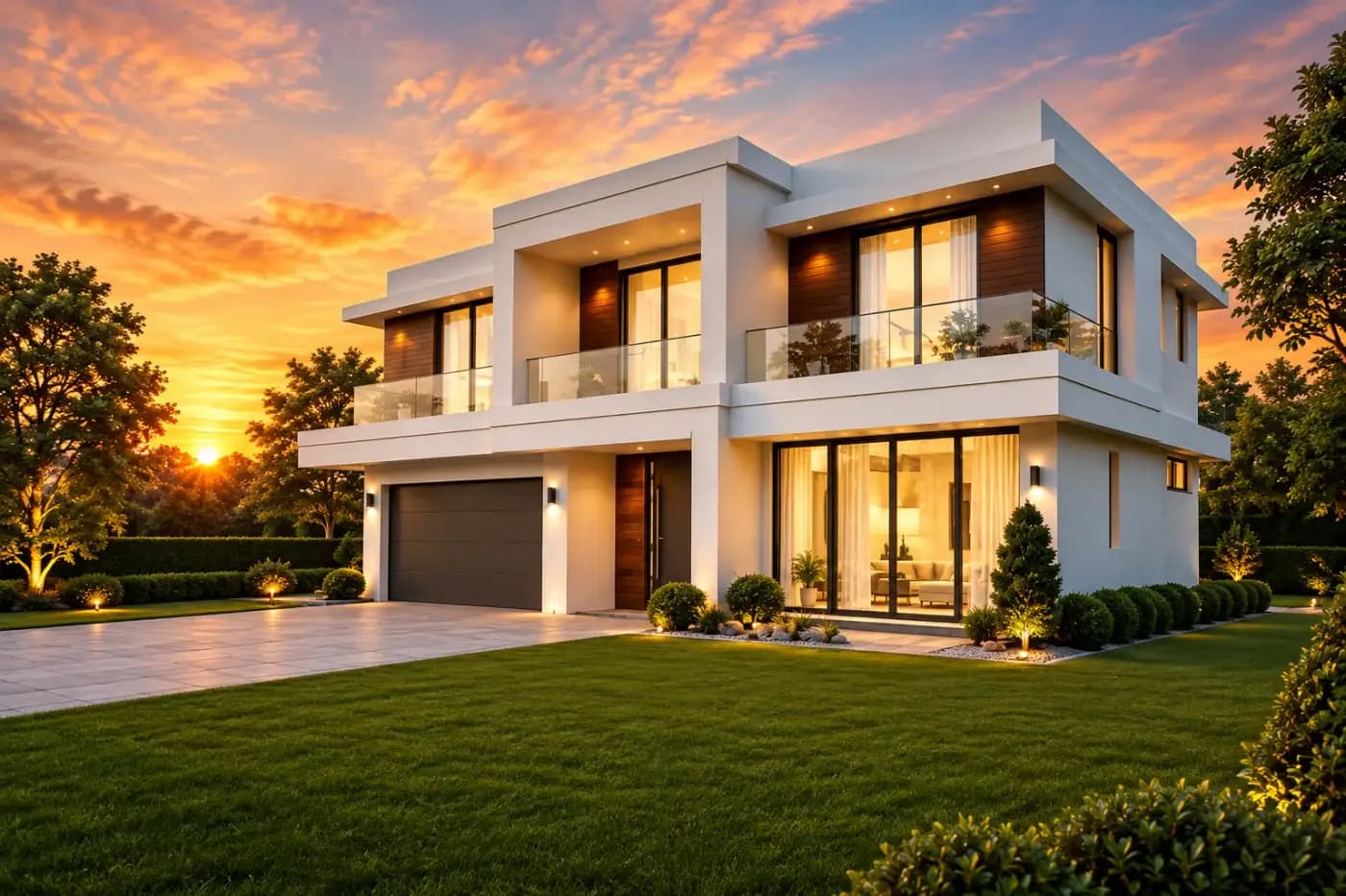 Modern two-story home at sunset, representing the Turner 10 real estate projects